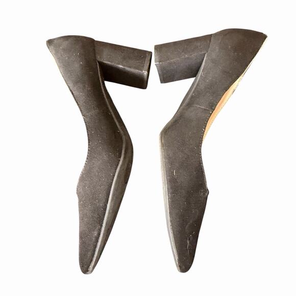 Marc Fisher 10 Caitlin Pumps Block Heel Pointed Toe Black Solid Career - Picture 7 of 9